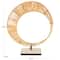 15.5" Brown Rattan Abstract Handmade Mobius Strip Inspired Sculpture with White Marble Base
